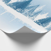 青白の冬林グランジ絵を描デザイン ラッピングペーパー (角)