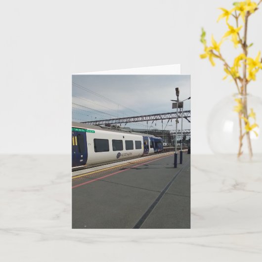 青白の列車 カード (黄色い花)