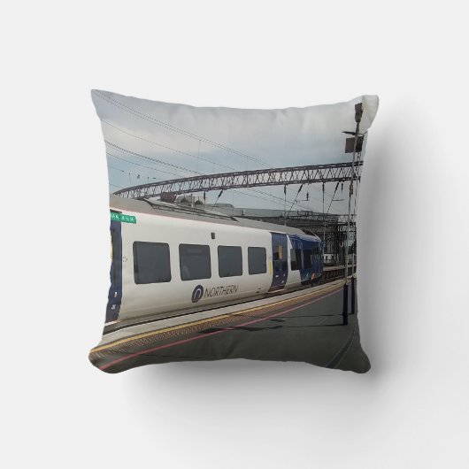 青白の列車 クッション (正面)