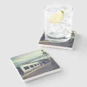 青白の列車 ストーンコースター (横)