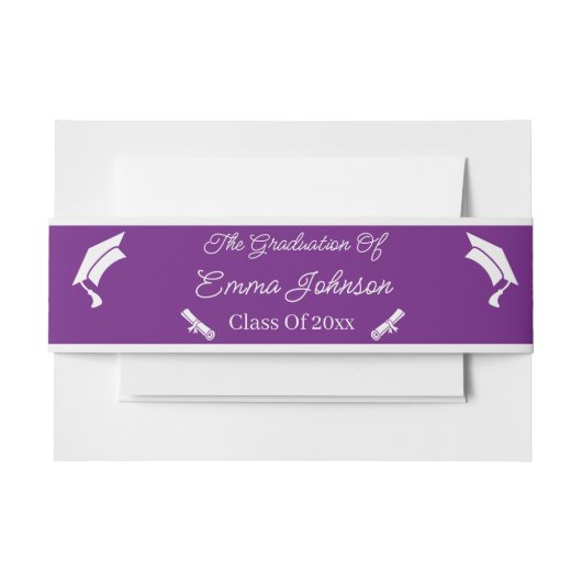 青白の卒業パーソナライズされた 招待状ベリーバンド (正面例)