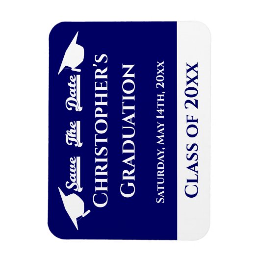 青白の卒業式の上限日付の保存 マグネット (縦)