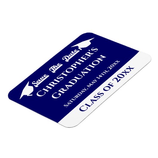 青白の卒業式の上限日付の保存 マグネット (左側)