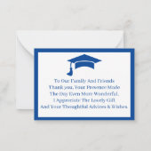 青白の卒業生カスタマイズ業ありがとう ノートカード (裏面)