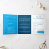 青白の小さな結婚ハートのオールインワントリフォル 三つ折り招待状 (内部)