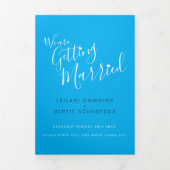 青白の小さな結婚ハートのオールインワントリフォル 三つ折り招待状 (カバー)