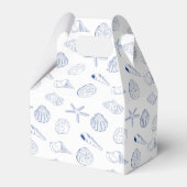 青白の手描きの貝殻 ビーチ サマー フェイバーボックス (裏面サイド)