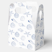 青白の手描きの貝殻 ビーチ サマー フェイバーボックス (オープン)