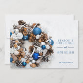 青白の松の wreath ビジネス シーズンカード (正面)