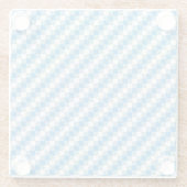 青白の正方形の背景 ガラスコースター (裏面)