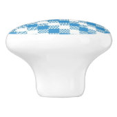 青白の正方形の背景 セラミックノブ (側面)