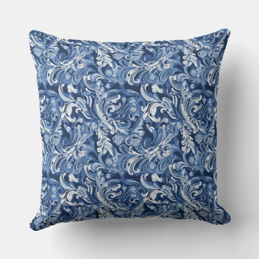 青白の絹地 クッション (裏面)