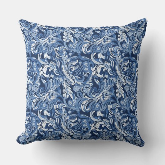 青白の絹地 クッション (正面)