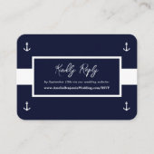 青白の航海パターン ウェブサイト 結婚式 RSVP エンクロージャーカード (正面)