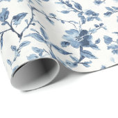 青白の花のブライダルシャワー ラッピングペーパー (ロールコーナー)
