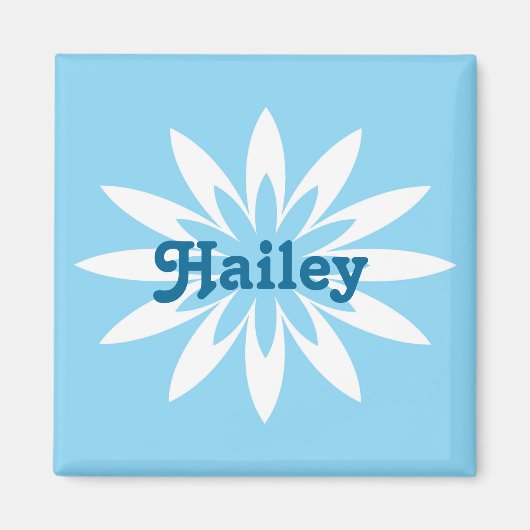 青白の花モノグラム磁石 マグネット (正面)