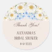 青白の花園 ブライダルシャワーのお礼 ラウンドシール (正面)