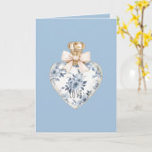 青白の花模様のハート型香水瓶 愛 カード (黄色い花)