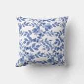 青白の花葉モノグラムパターン クッション (裏面)