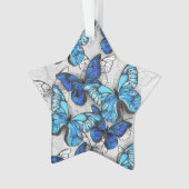 青白の蝶の構成 オーナメント (正面)