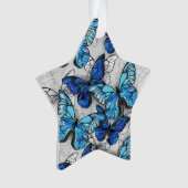 青白の蝶の構成 オーナメント (正面)