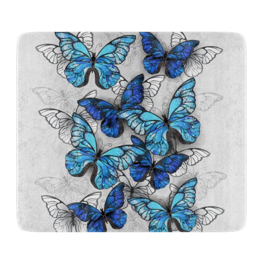 青白の蝶の構成 カッティングボード (正面)