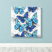 青白の蝶の構成 キャンバスプリント (インサイチュ (ウッドフロア))