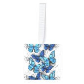 青白の蝶の構成 キューブオーナメント (正面)