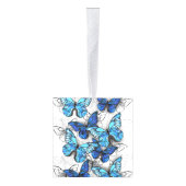 青白の蝶の構成 キューブオーナメント (右)