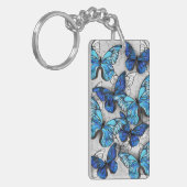青白の蝶の構成 キーホルダー (正面左)
