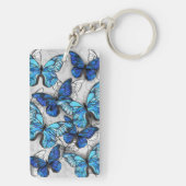 青白の蝶の構成 キーホルダー (裏面)