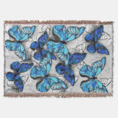 青白の蝶の構成 スローブランケット (正面)