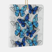 青白の蝶の構成 セラミックオーナメント (右)