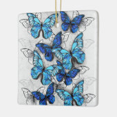 青白の蝶の構成 セラミックオーナメント (左)