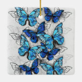 青白の蝶の構成 セラミックオーナメント (裏面)