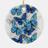 青白の蝶の構成 セラミックオーナメント (裏面)