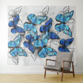 青白の蝶の構成 タペストリー (インサイチュ(横))