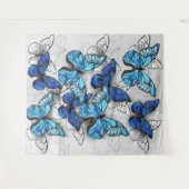 青白の蝶の構成 タペストリー (正面(横))