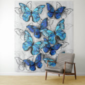 青白の蝶の構成 タペストリー (インサイチュ)
