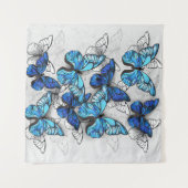 青白の蝶の構成 タペストリー (正面(横))