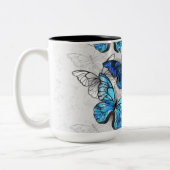 青白の蝶の構成 ツートーンマグカップ (左)