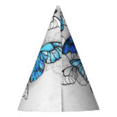 青白の蝶の構成 パーティーハット (裏面)