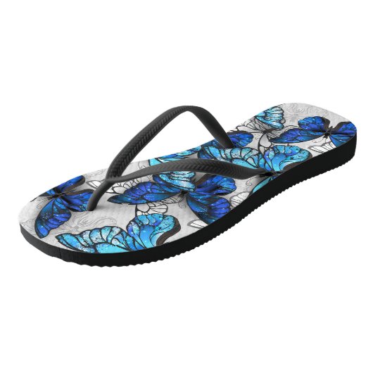 青白の蝶の構成 ビーチサンダル (アングル)