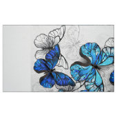 青白の蝶の構成 ファブリック (ファットクォーター)