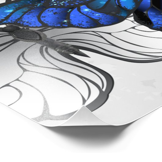 青白の蝶の構成 フォトプリント            (角)