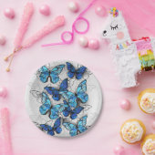 青白の蝶の構成 ペーパープレート (パーティー)