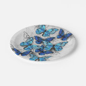 青白の蝶の構成 ペーパープレート (アングル)