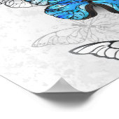 青白の蝶の構成 ポスター (角)