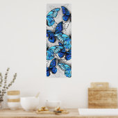 青白の蝶の構成 ポスター (キッチン)