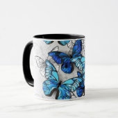青白の蝶の構成 マグカップ (正面左)